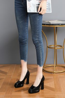 Women's Waterproof Platform Chunky Heel High Heels - Versatile Nude Flats for Professional Work - 2025 Spring Style