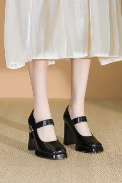 Women's Waterproof Platform Chunky Heeled Mary Jane Shoes with Square Toe for Height Increase - 2025 Trendy Fashion Footwear