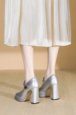 Women's Waterproof Platform Chunky Heeled Mary Jane Shoes with Square Toe for Height Increase - 2025 Trendy Fashion Footwear