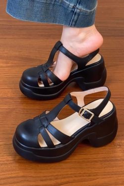 Women's Waterproof Platform High Heel Roman Sandals - Thick-Soled Round Toe Pig Cage Design for Summer 2025