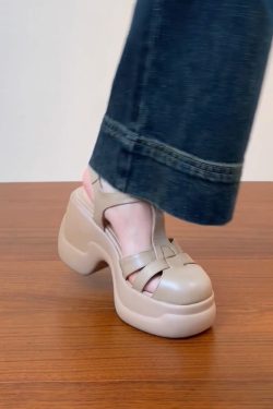 Women's Waterproof Platform High Heel Roman Sandals - Thick-Soled Round Toe Pig Cage Design for Summer 2025