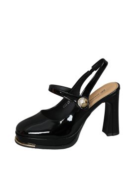 Women's Waterproof Platform One-Strap High Heels - Chunky Heel Backless Closed-Toe Fashion Sandals for 2025