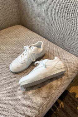 Women's White Genuine Leather Sneakers - Retro 2025 Training Shoes, Lightweight Thick Sole, Non-Slip Casual Sports Footwear