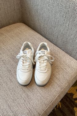 Women's White Genuine Leather Sneakers - Retro 2025 Training Shoes, Lightweight Thick Sole, Non-Slip Casual Sports Footwear