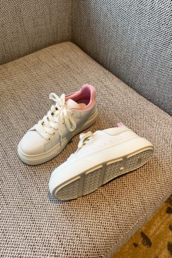 Women's White Lace-Up Sneakers - Comfortable Thick-Soled Genuine Leather Casual Footwear for Spring 2025 - Versatile Student Style