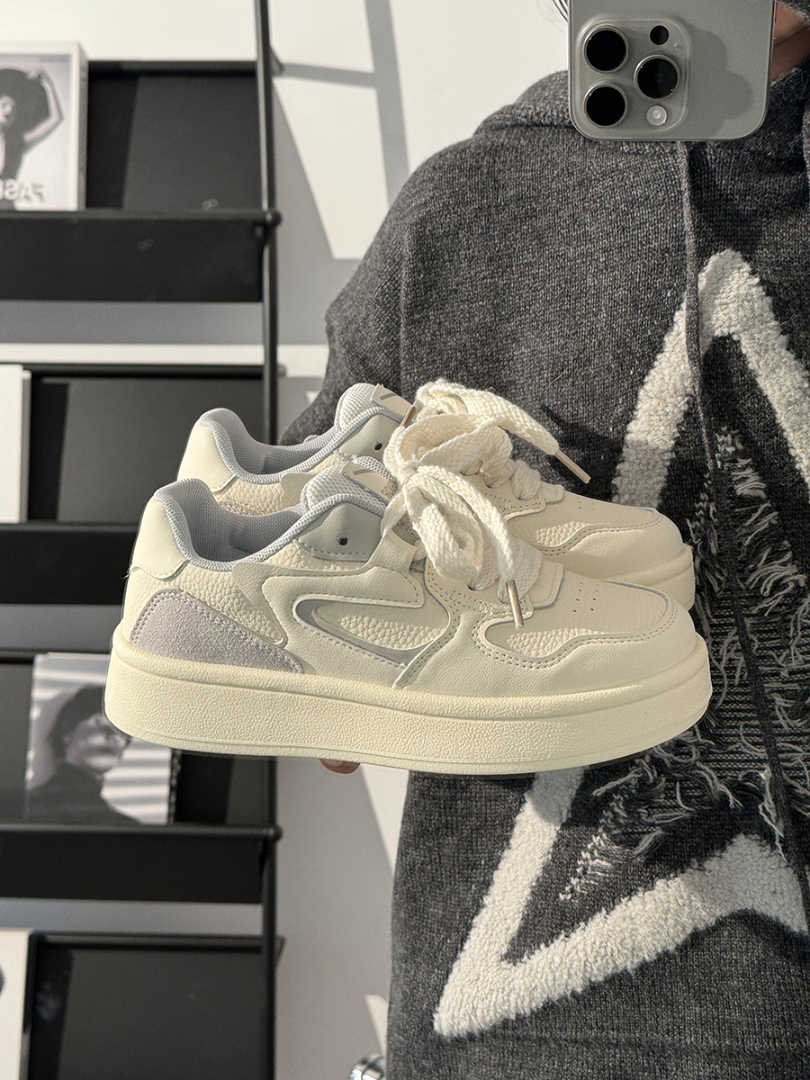 Women's White Sneakers 2025 - Breathable Simple Board Shoes for Students, Korean Style, Versatile Casual Footwear, Trendy INS Fashion Women's White Sneakers 2025 - Breathable Simple Board Shoes for Students, Korean Style, Versatile Casual Footwear, Trendy INS Fashion