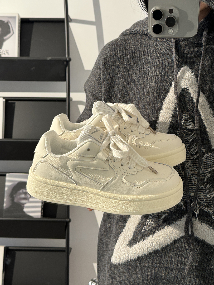 Women's White Sneakers 2025 - Breathable Simple Board Shoes for Students, Korean Style, Versatile Casual Footwear, Trendy INS Fashion Women's White Sneakers 2025 - Breathable Simple Board Shoes for Students, Korean Style, Versatile Casual Footwear, Trendy INS Fashion