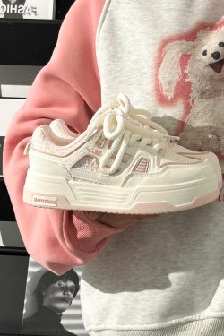 Women's White Thick-Soled Sneakers - Breathable Casual Skate Shoes for Spring Summer - Versatile Niche Fashion Footwear