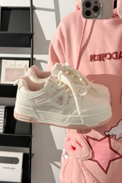 Women's White Thick-Soled Sneakers - Breathable Casual Skate Shoes for Spring Summer - Versatile Niche Fashion Footwear