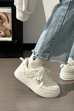 Women's White Thick-Soled Sneakers - Breathable Soft Sole Casual Shoes for Summer - Niche Design Korean Style Fashion Footwear
