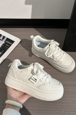 Women's White Thick-Soled Sneakers - Breathable Soft Sole Casual Shoes for Summer - Niche Design Korean Style Fashion Footwear