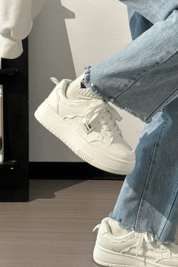 Women's White Thick-Soled Sneakers - Breathable Soft Sole Casual Shoes for Summer - Niche Design Korean Style Fashion Footwear