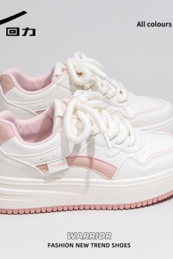 Women's White Thick-Soled Sneakers - Breathable Summer Board Shoes, Versatile Niche Design for Everyday Wear