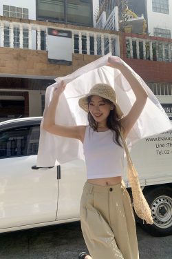 Women's Wide-Edged Round Neck Slim-Fit Short Vest Camisole Top - Summer 2025 Fashion, Trendy Casual Style