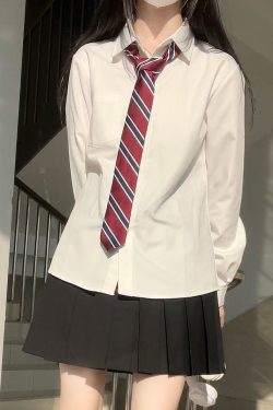 Women's Wrinkle-Resistant JK Shirt Set - Long Sleeve & Short Sleeve Basic Uniform, College Style Spring & Autumn White Top