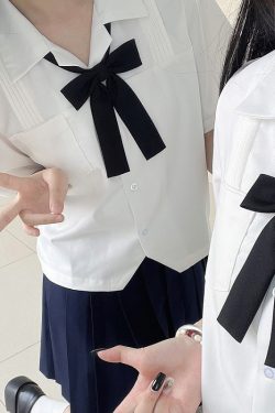 Women's Wrinkle-Resistant JK Shirt Set - Long Sleeve & Short Sleeve Basic Uniform, College Style Spring & Autumn White Top