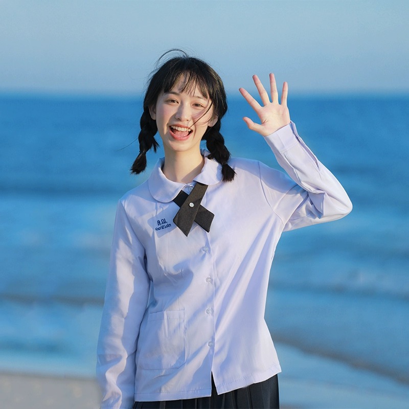 Women's Wrinkle-Resistant JK Shirt Set - Long Sleeve & Short Sleeve Basic Uniform, College Style Spring & Autumn White Top Women's Wrinkle-Resistant JK Shirt Set - Long Sleeve & Short Sleeve Basic Uniform, College Style Spring & Autumn White Top