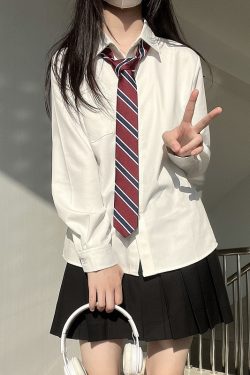 Women's Wrinkle-Resistant JK Shirt Set - Long Sleeve & Short Sleeve Basic Uniform, College Style Spring & Autumn White Top