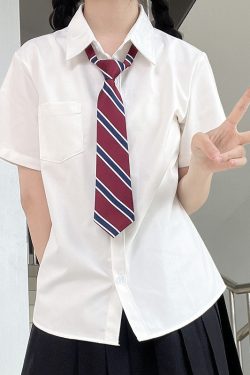 Women's Wrinkle-Resistant JK Shirt Set - Long Sleeve & Short Sleeve Basic Uniform, College Style Spring & Autumn White Top
