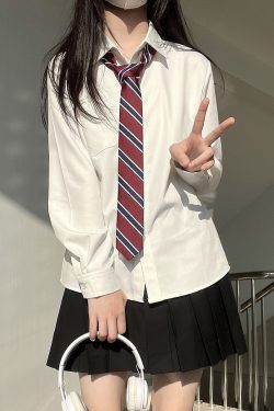 Women's Wrinkle-Resistant JK Shirt Set - Long Sleeve & Short Sleeve Basic Uniform, College Style Spring & Autumn White Top