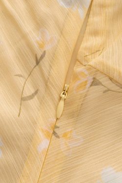 Women's Yellow Floral Long Dress - French Style, Spaghetti Strap, Waist-Cinching, Slim-Fit, Elegant Vacation Outfit