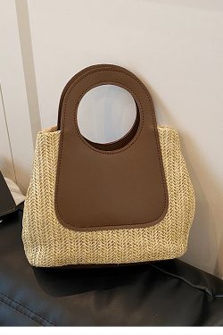 Woven Bucket Bag for Women - Handheld Tote for Work, Classes, and Vacations - Stylish Multi-Use Lunch Box Carrier