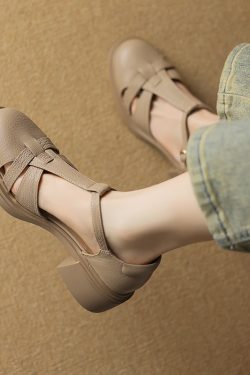 Woven Hollow Chunky Heeled Open-Toe Sandals for Women - 2025 Summer Pig Cage Style, Trendy Sheepskin High Heels