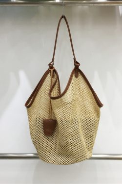 Woven Straw Tote Bag for Summer 2025 - Large Capacity Casual Shoulder Bag for Vacation and Everyday Use