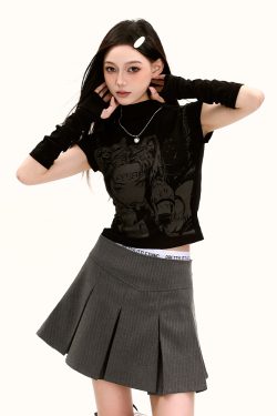 Y2K American Retro Short Sleeve T-Shirt - Sweet and Spicy Anime Slim Fit Top for Summer Outfits