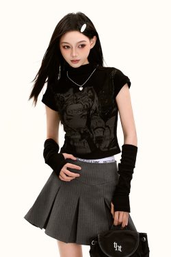 Y2K American Retro Short Sleeve T-Shirt - Sweet and Spicy Anime Slim Fit Top for Summer Outfits