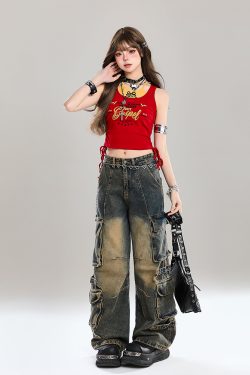 Y2K American-Style Spicy Girl Faux Two-Piece Slim-Fit Camisole Top for Women - Summer Fashion Outerwear