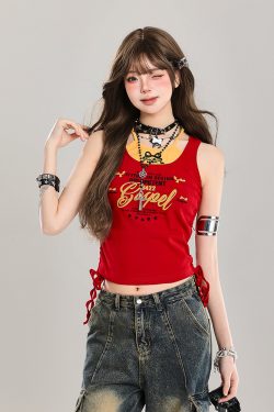 Y2K American-Style Spicy Girl Faux Two-Piece Slim-Fit Camisole Top for Women - Summer Fashion Outerwear