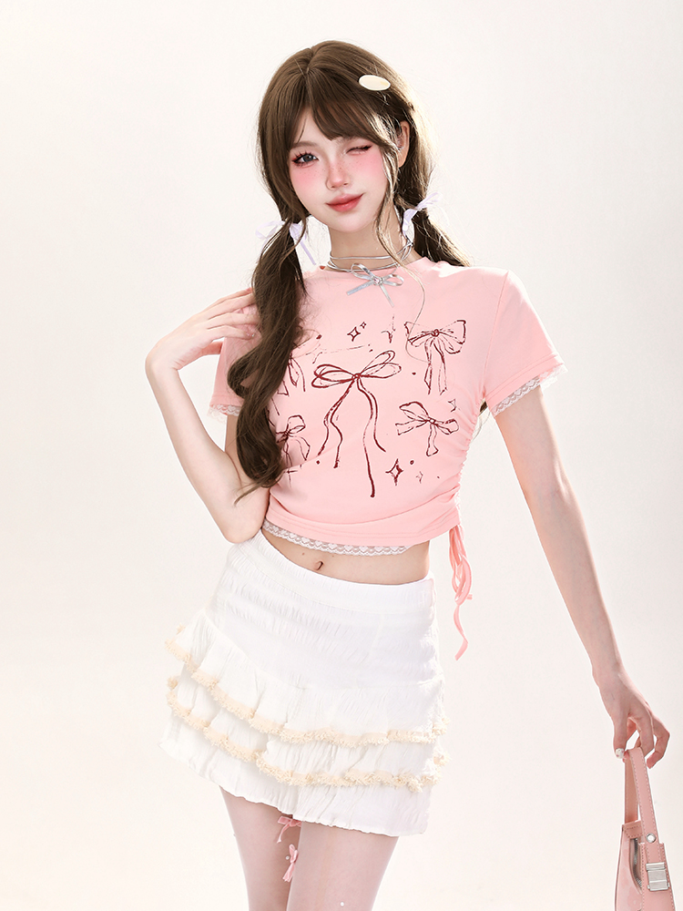 Y2K Butterfly Print Off-Shoulder Short Sleeve T-Shirt for Girls - Summer Fitted Top in Sweet and Spicy Style Y2K Butterfly Print Off-Shoulder Short Sleeve T-Shirt for Girls - Summer Fitted Top in Sweet and Spicy Style