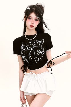 Y2K Butterfly Print Off-Shoulder Short Sleeve T-Shirt for Girls - Summer Fitted Top in Sweet and Spicy Style