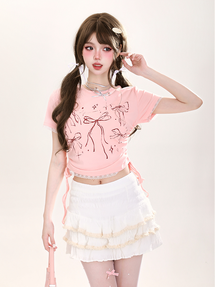 Y2K Butterfly Print Off-Shoulder Short Sleeve T-Shirt for Girls - Summer Fitted Top in Sweet and Spicy Style Y2K Butterfly Print Off-Shoulder Short Sleeve T-Shirt for Girls - Summer Fitted Top in Sweet and Spicy Style