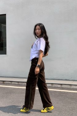 Y2K Cargo Pants with Zipper in Brown and Green - Towel Elastic Material, Trendy Waist-to-Hip Ratio, Urban Street Style