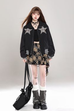 Y2K High-Waisted Irregular Checkered A-Line Half Skirt for Summer 2025 - Slimming Short Skirt for Trendy Millennial Fashion