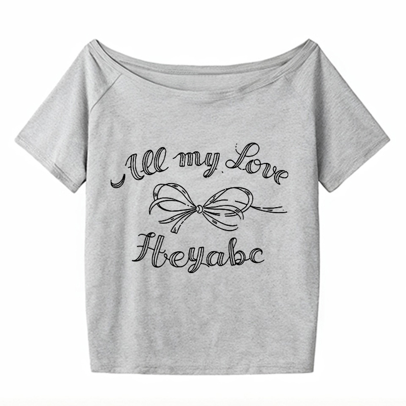 Y2K Off-Shoulder Bow Print T-Shirt - Short Sleeve, Loose Fit, Slimming Summer Top for Spicy Girls, Niche Style Y2K Off-Shoulder Bow Print T-Shirt - Short Sleeve, Loose Fit, Slimming Summer Top for Spicy Girls, Niche Style