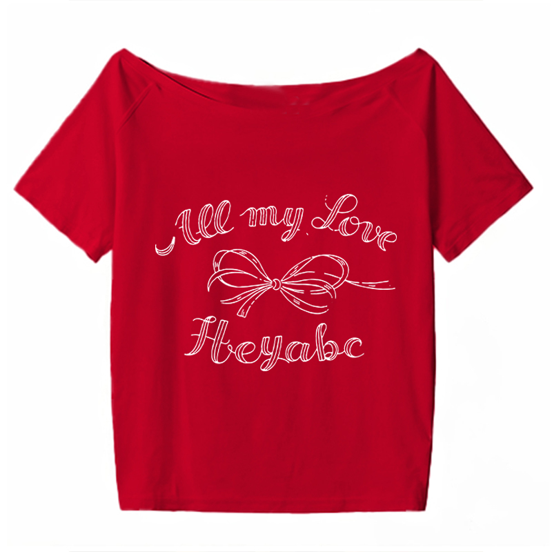 Y2K Off-Shoulder Bow Print T-Shirt - Short Sleeve, Loose Fit, Slimming Summer Top for Spicy Girls, Niche Style Y2K Off-Shoulder Bow Print T-Shirt - Short Sleeve, Loose Fit, Slimming Summer Top for Spicy Girls, Niche Style