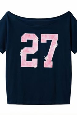 Y2K Off-Shoulder Red T-Shirt for Summer, Loose Fit Short-Sleeve Top with Digital Print, Spicy Girl American Style