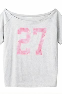 Y2K Off-Shoulder Red T-Shirt for Summer, Loose Fit Short-Sleeve Top with Digital Print, Spicy Girl American Style