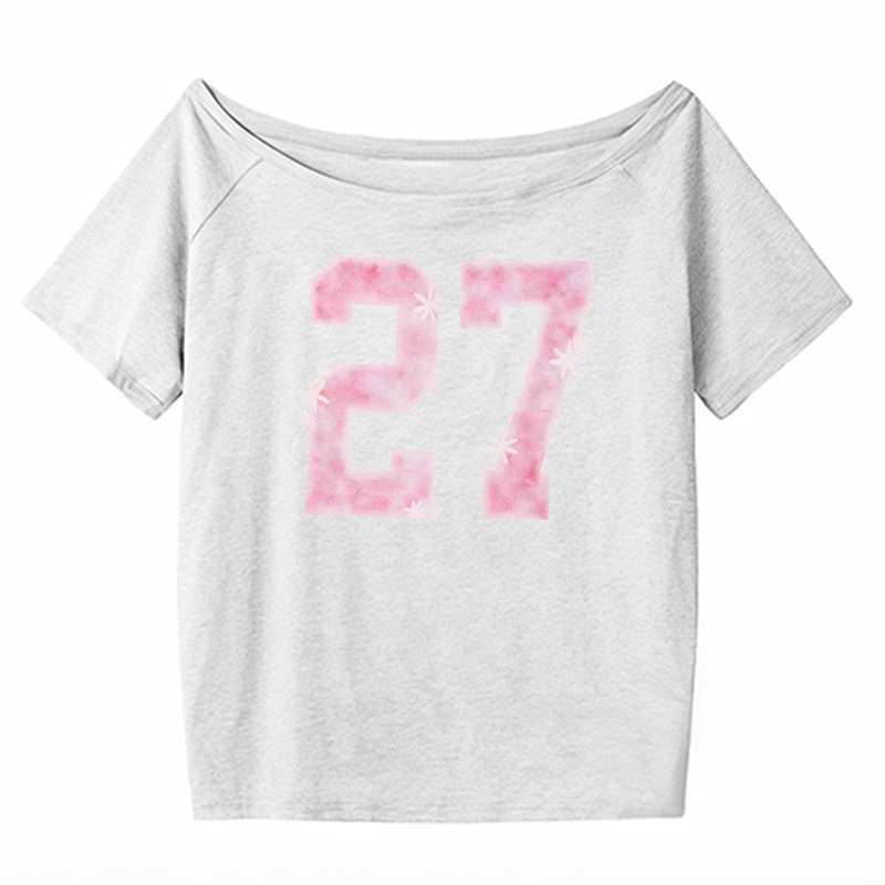 Y2K Off-Shoulder Red T-Shirt for Summer, Loose Fit Short-Sleeve Top with Digital Print, Spicy Girl American Style Y2K Off-Shoulder Red T-Shirt for Summer, Loose Fit Short-Sleeve Top with Digital Print, Spicy Girl American Style