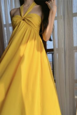 Yellow Backless Halter Dress - Long Beach Skirt for Seaside Vacation - Sexy Summer Style