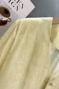 Yellow Small Check Lightweight Suit Jacket for Women, Elegant V-Neck Short Cardigan, 2025 Summer Korean Style Fashion