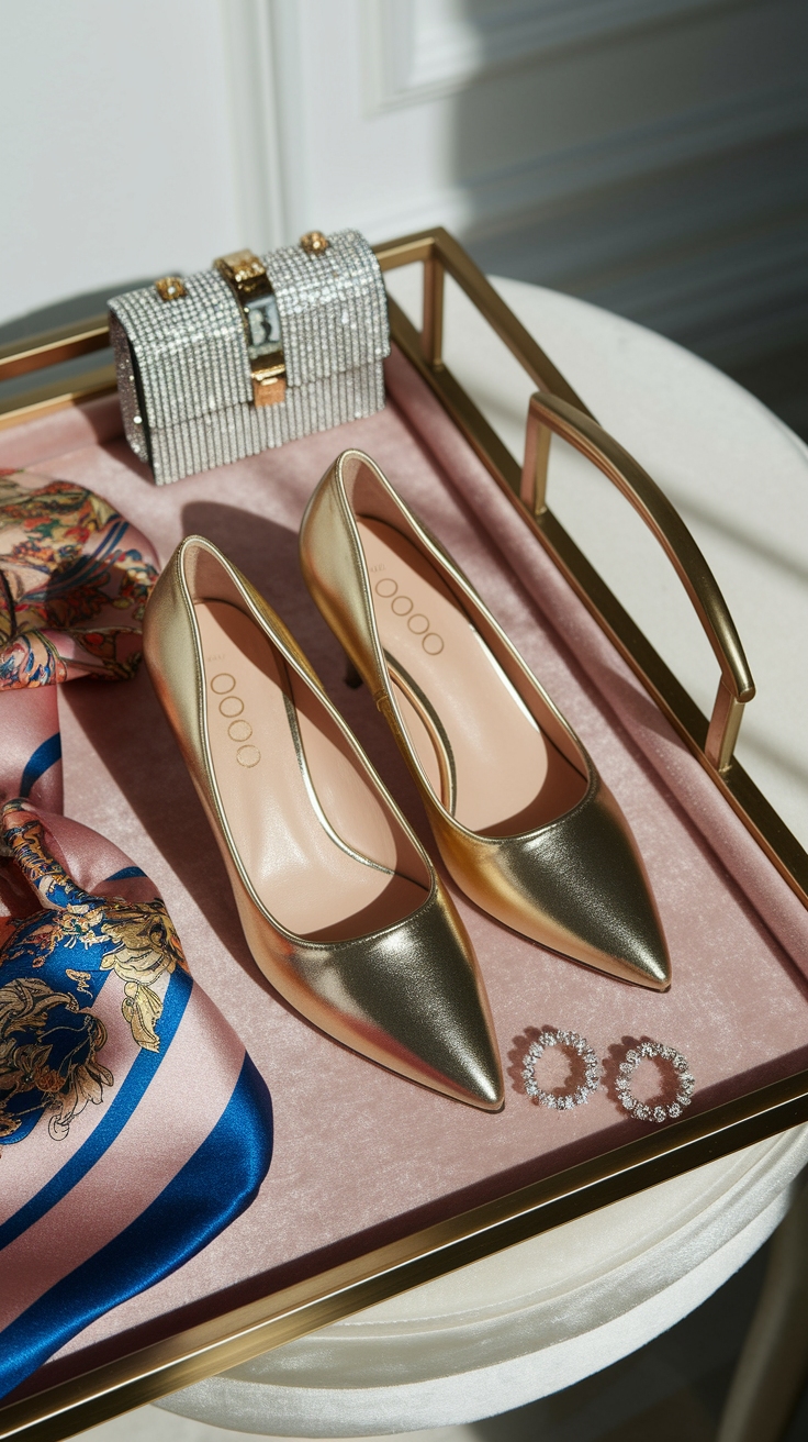 Stylish Choices for Metallic Kitten Heels outfit idea