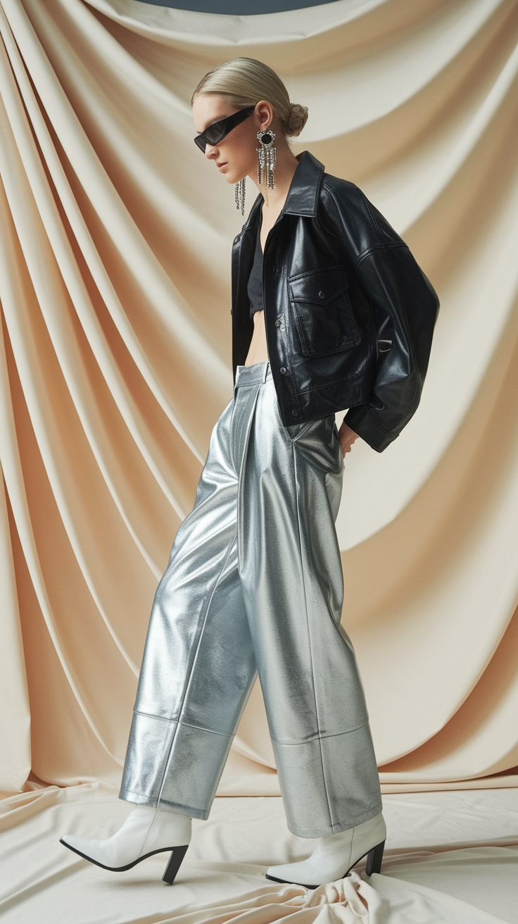 How to Wear Metallic Leather Pants for a Bold Statement outfit idea