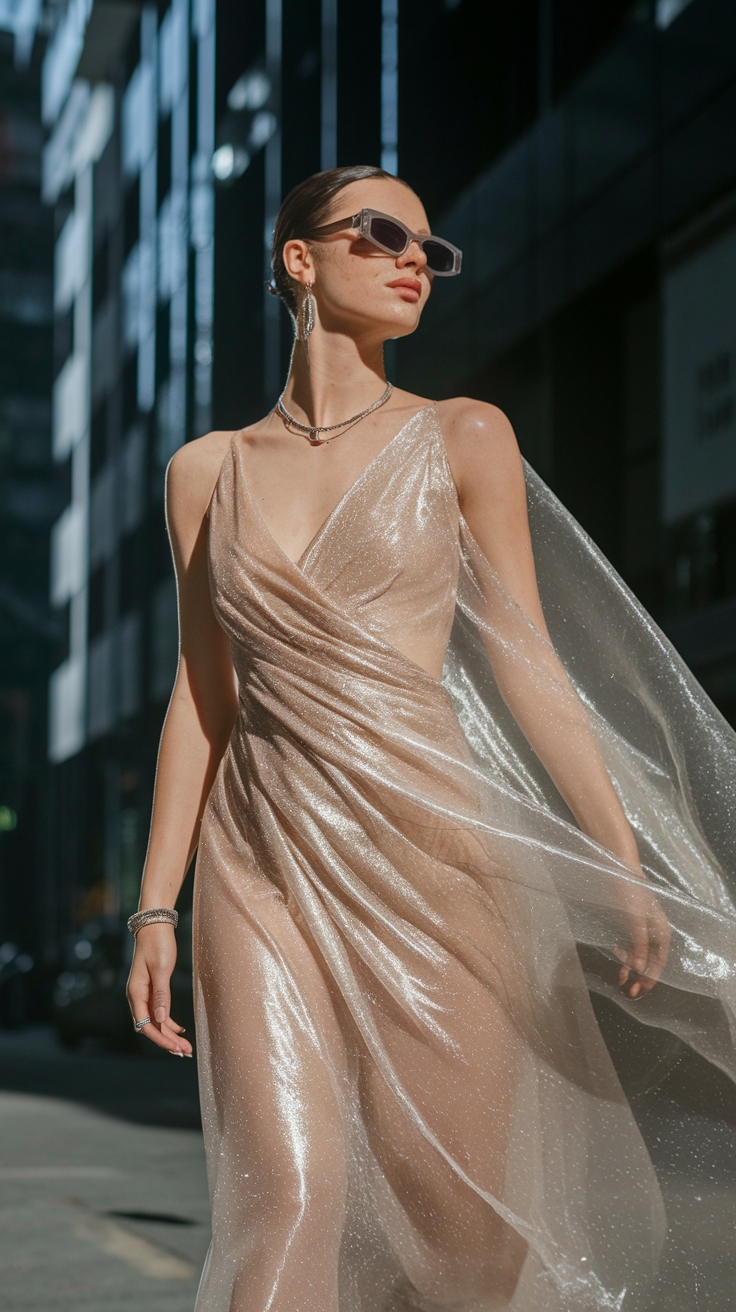 Elevate Your Look with a Metallic Organza Dress outfit idea