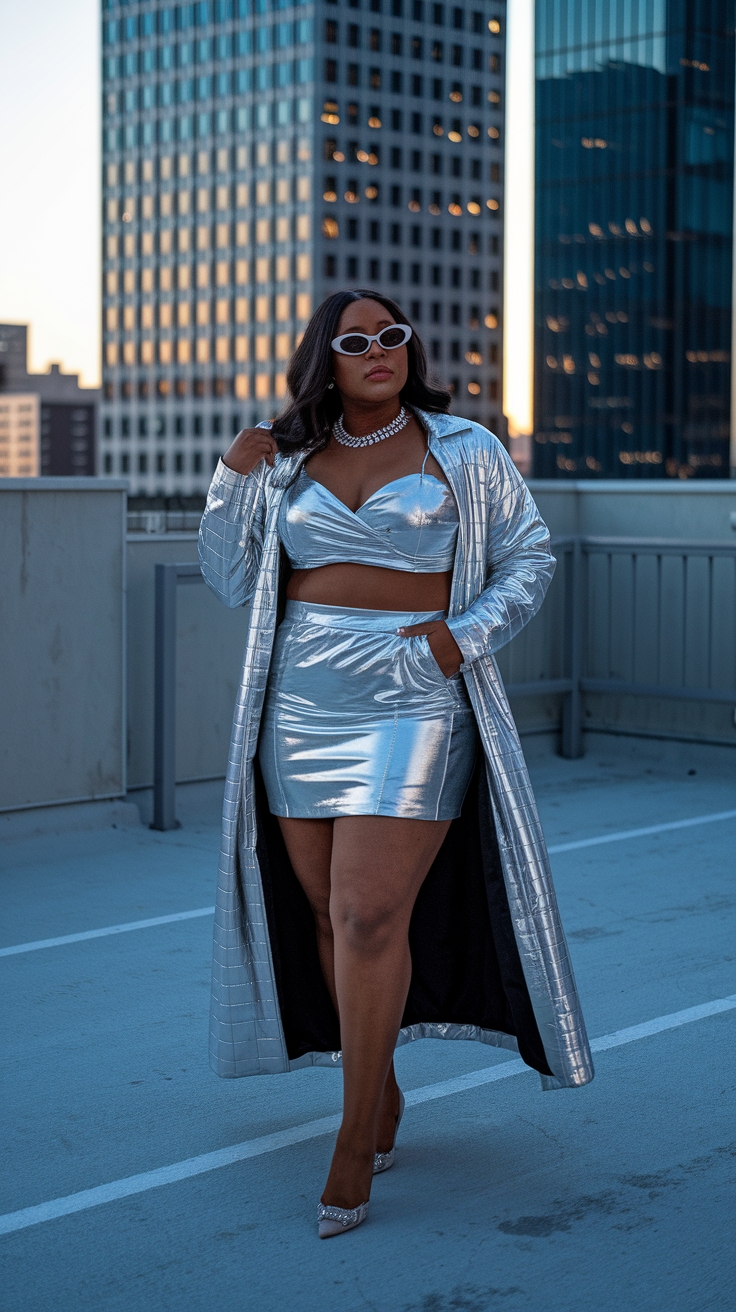Best Metallic Silver Outfit Ideas for Black Women outfit idea