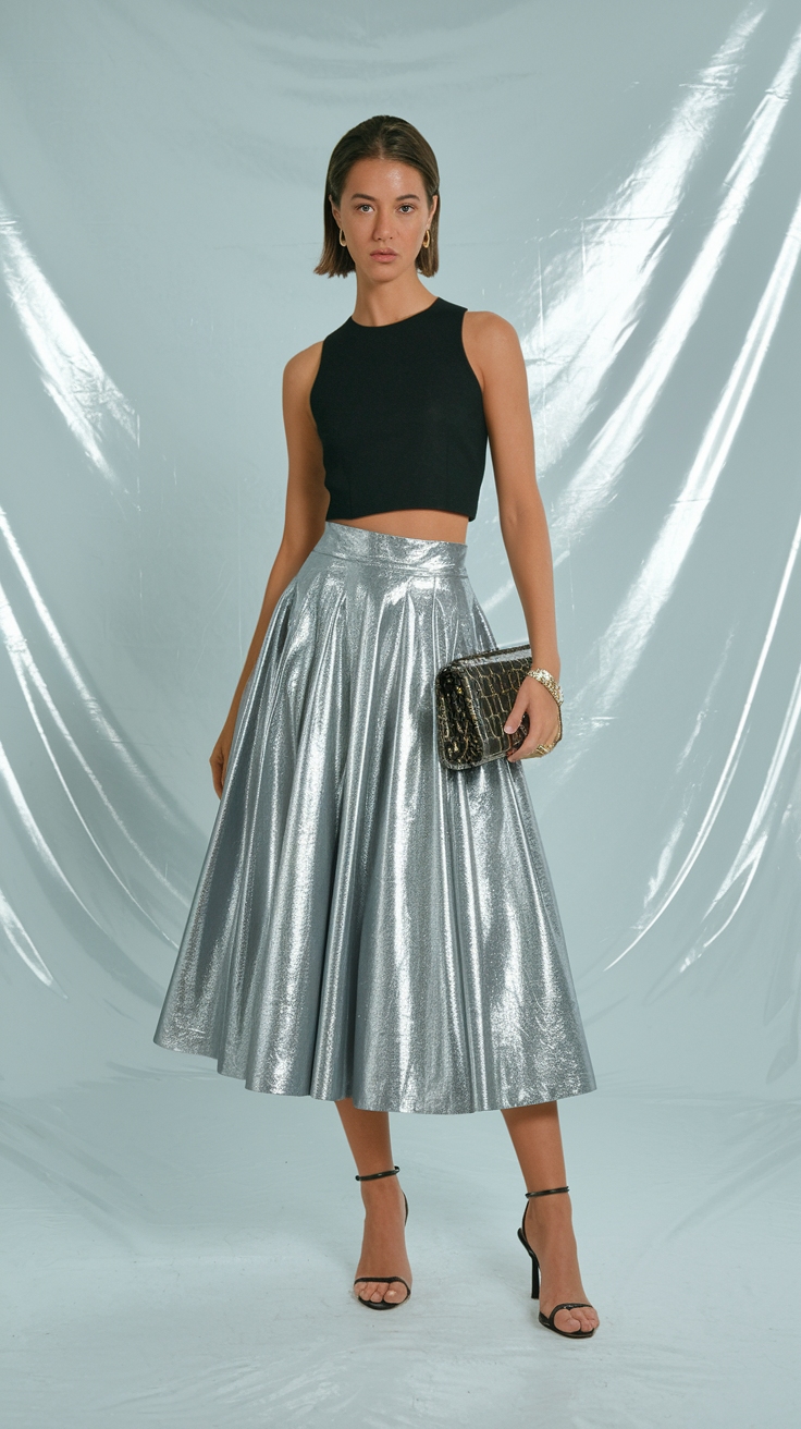 Metallic Skirt Outfit: How to Rock This Trend outfit idea