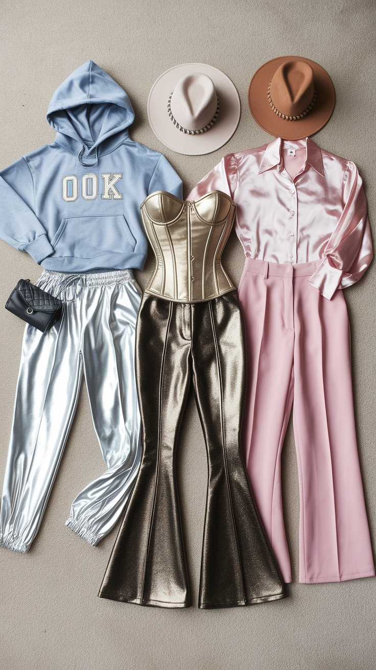 Outfits with Metallic Pants: Shine Bright at Any Event outfit idea